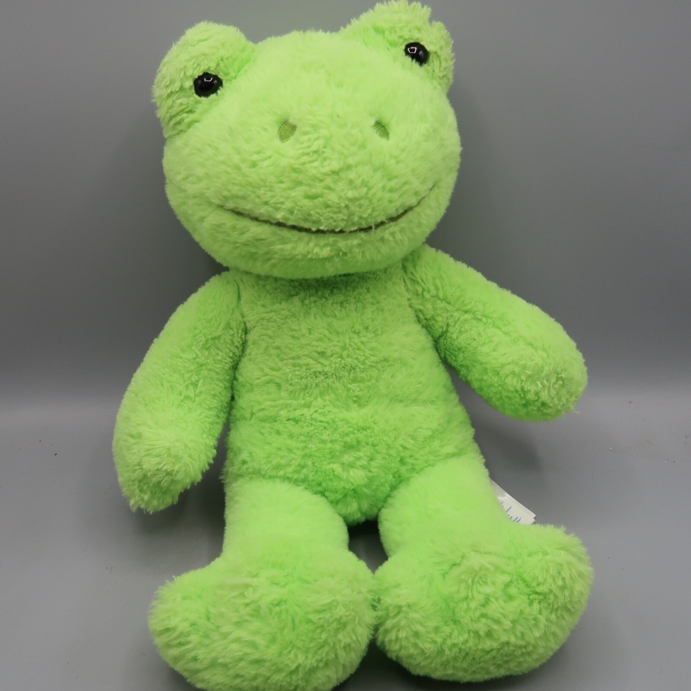 Build A Bear Spring Green Frog Plush Smiley Face 2023 18 inch Stuffed Toy